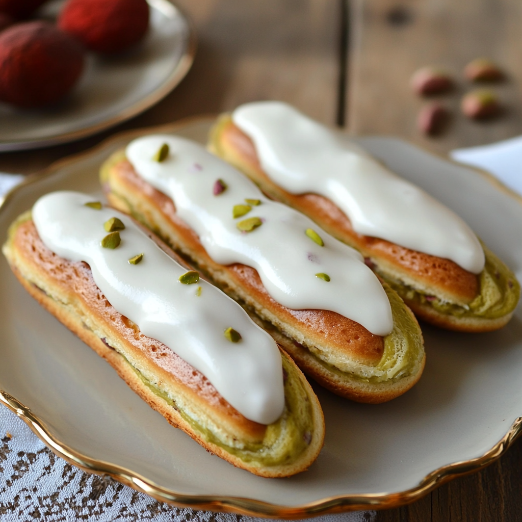 Lire la suite à propos de l’article Éclairs Pistache et Chocolat Blanc