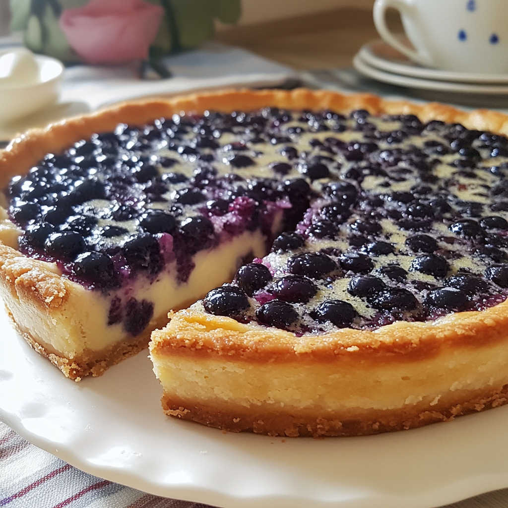 Lire la suite à propos de l’article Tarte Alsacienne aux Myrtilles, Pâte Brisée et Flan